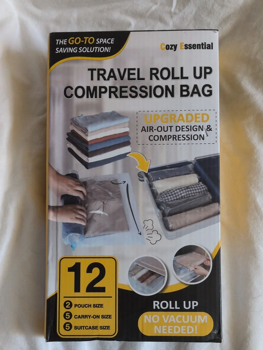 Travel Roll Up Compression Bag - Gray (12-Pack)